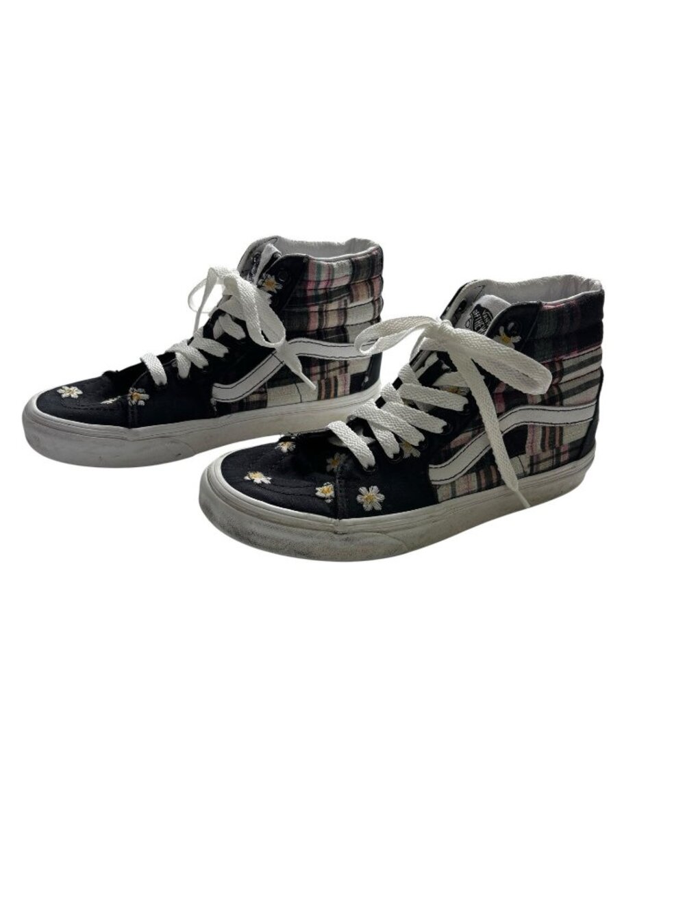 VANS Sk8-Hi Top Floral Plaid Patchwork Sneakers 6.5